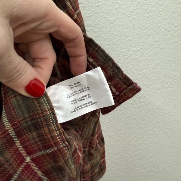 Eddie Bauer Plaid Flannel Long Sleeve Button Up Shirt EMT13795 Mens size Medium - Picture 4 of 6